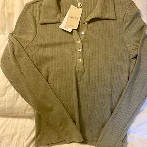 Cozy Ribbed Olive Green Top